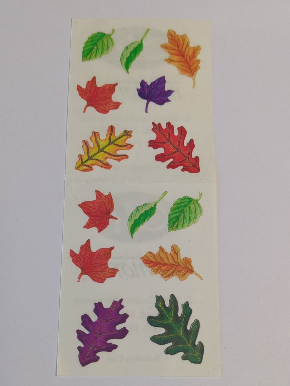 ☀️Creative Memories Fall Leaf Sticker Sheet - Red, Green, Purple, Orange, Yellow